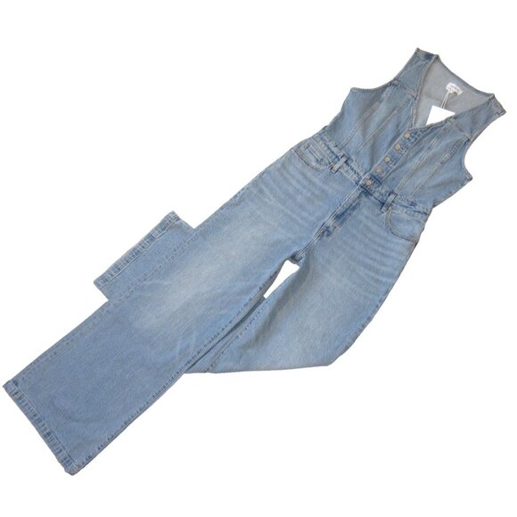 NWT Pistola Aria in Essence Fitted Vest Wide Leg Heavyweight Denim Jumpsuit L - Picture 8 of 11